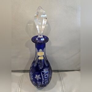 Vintage Cobalt Blue Crystal Decanter with Stopper